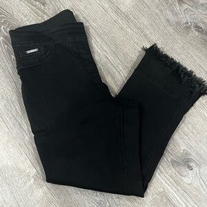Coco + Carmen Black Cropped Jeans with Distressed Hem